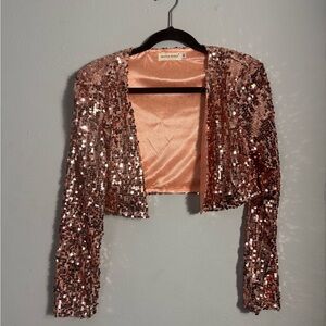 Sequin Utility Jacket in Pink by [Brand]